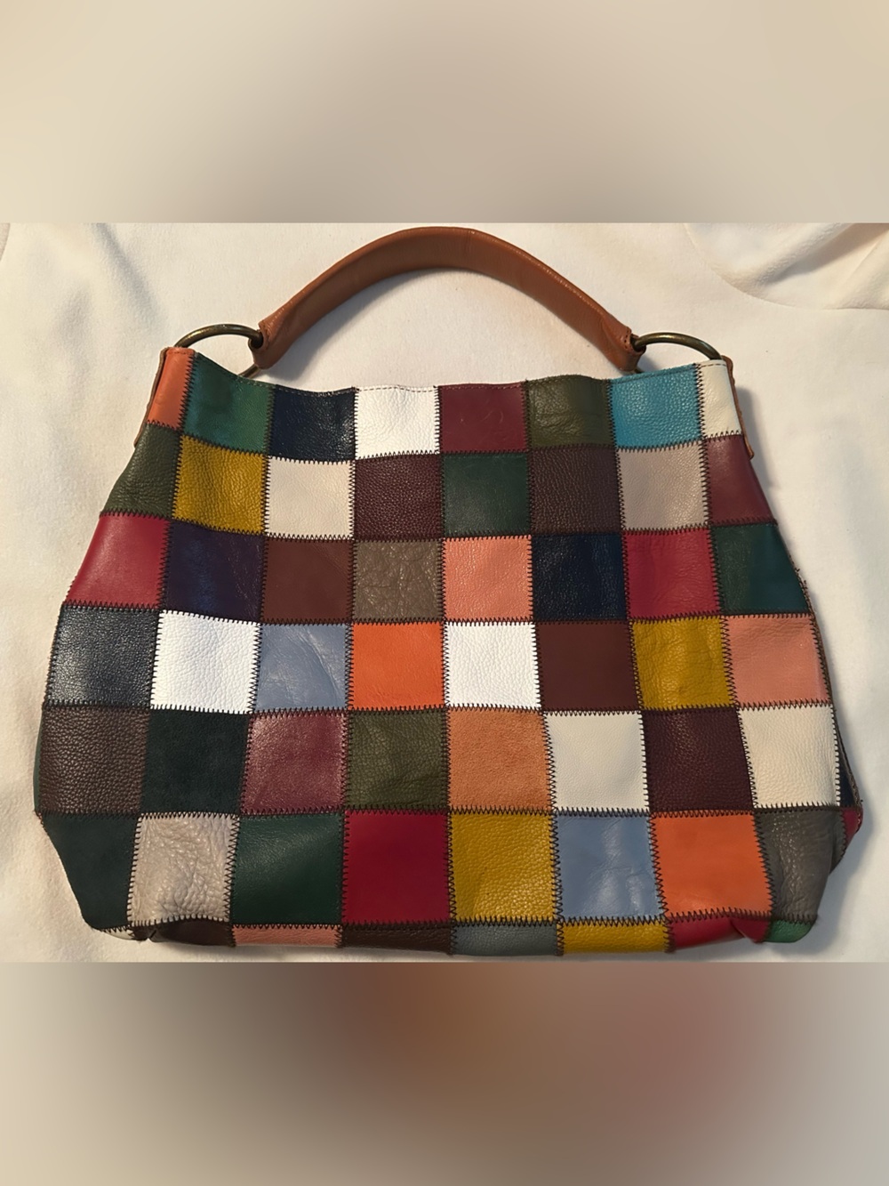 Patchwork Leather Tote Bag in Multicolor